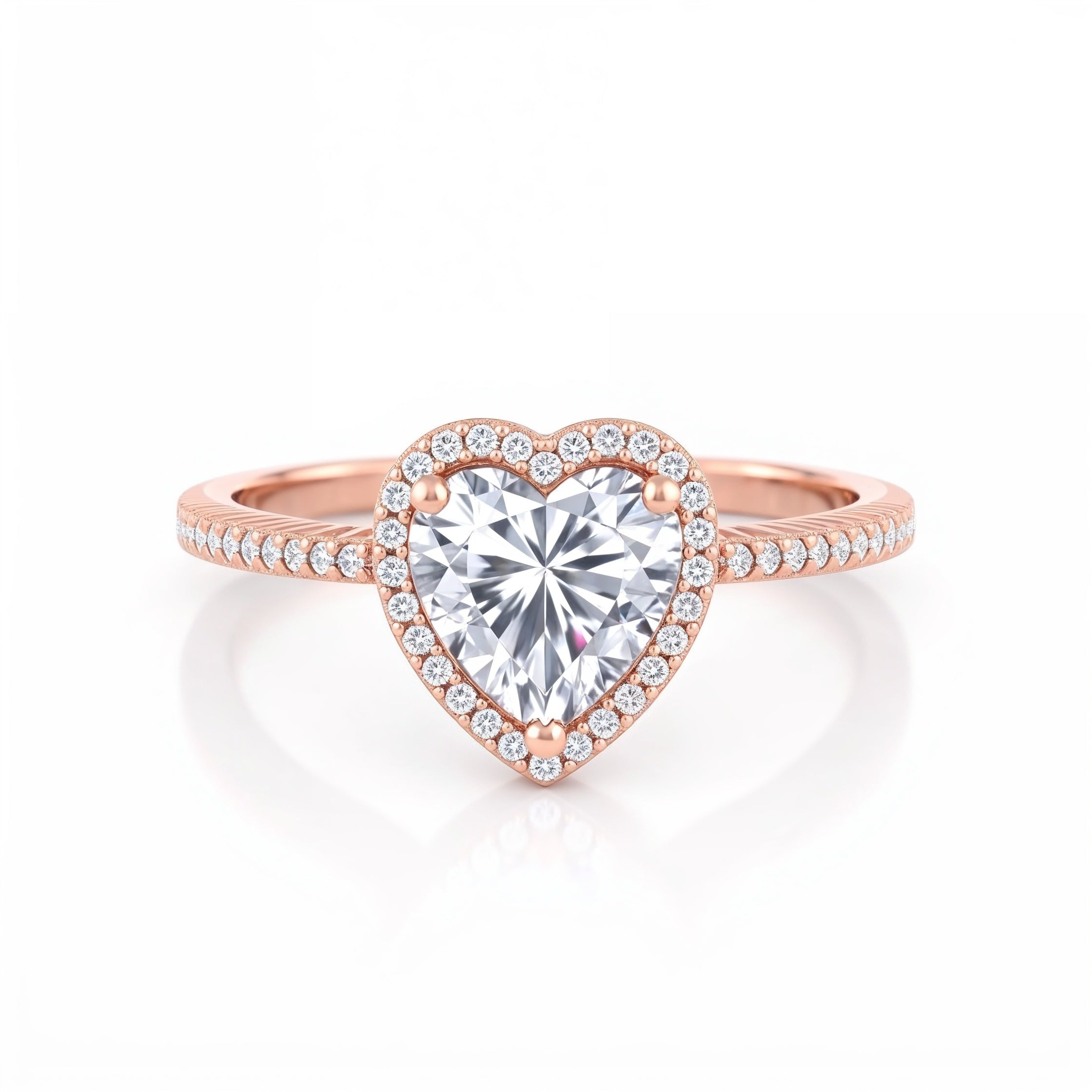 Divine Heart Shaped Halo Engagement Ring