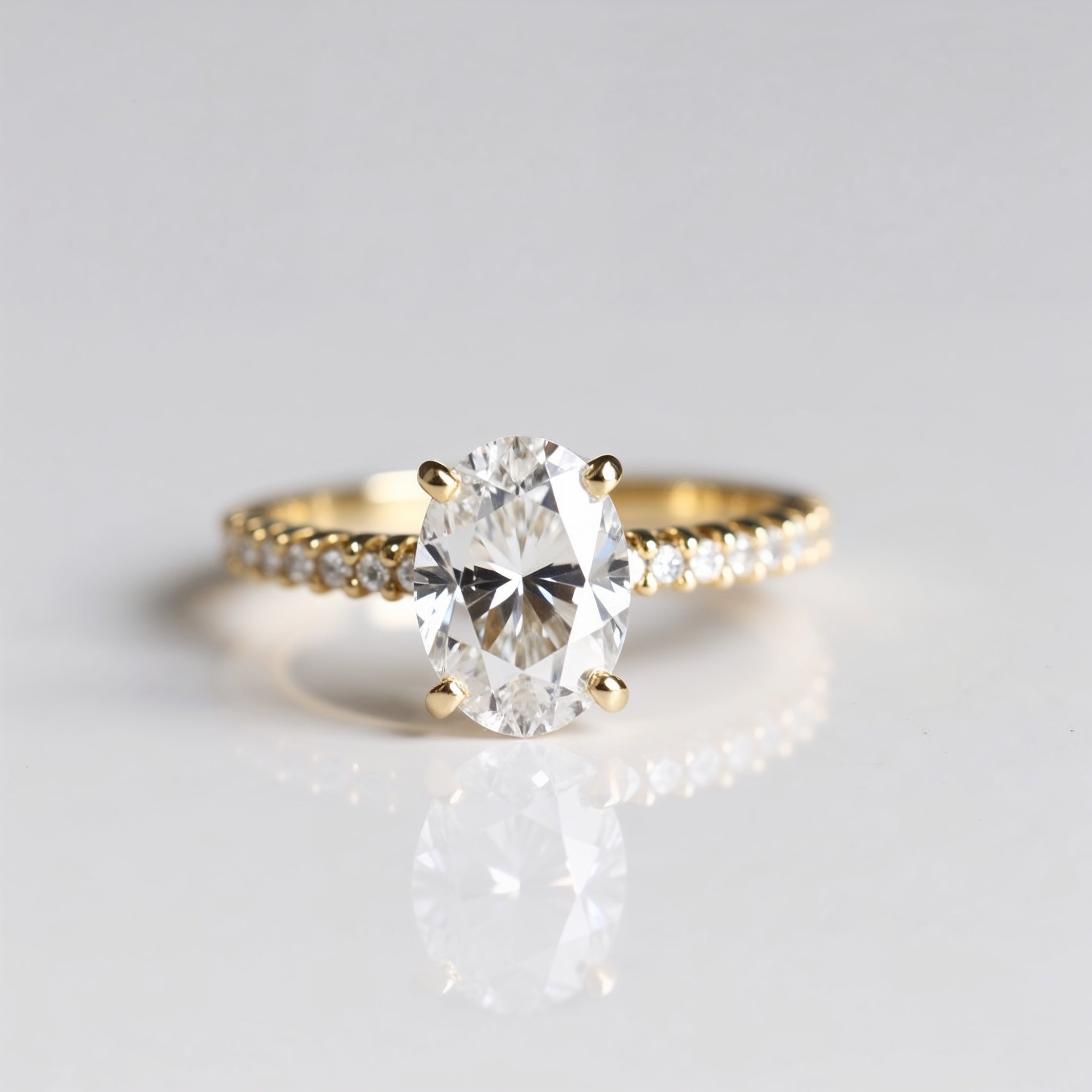 Elegant Oval Pavé Diamond Engagement Ring