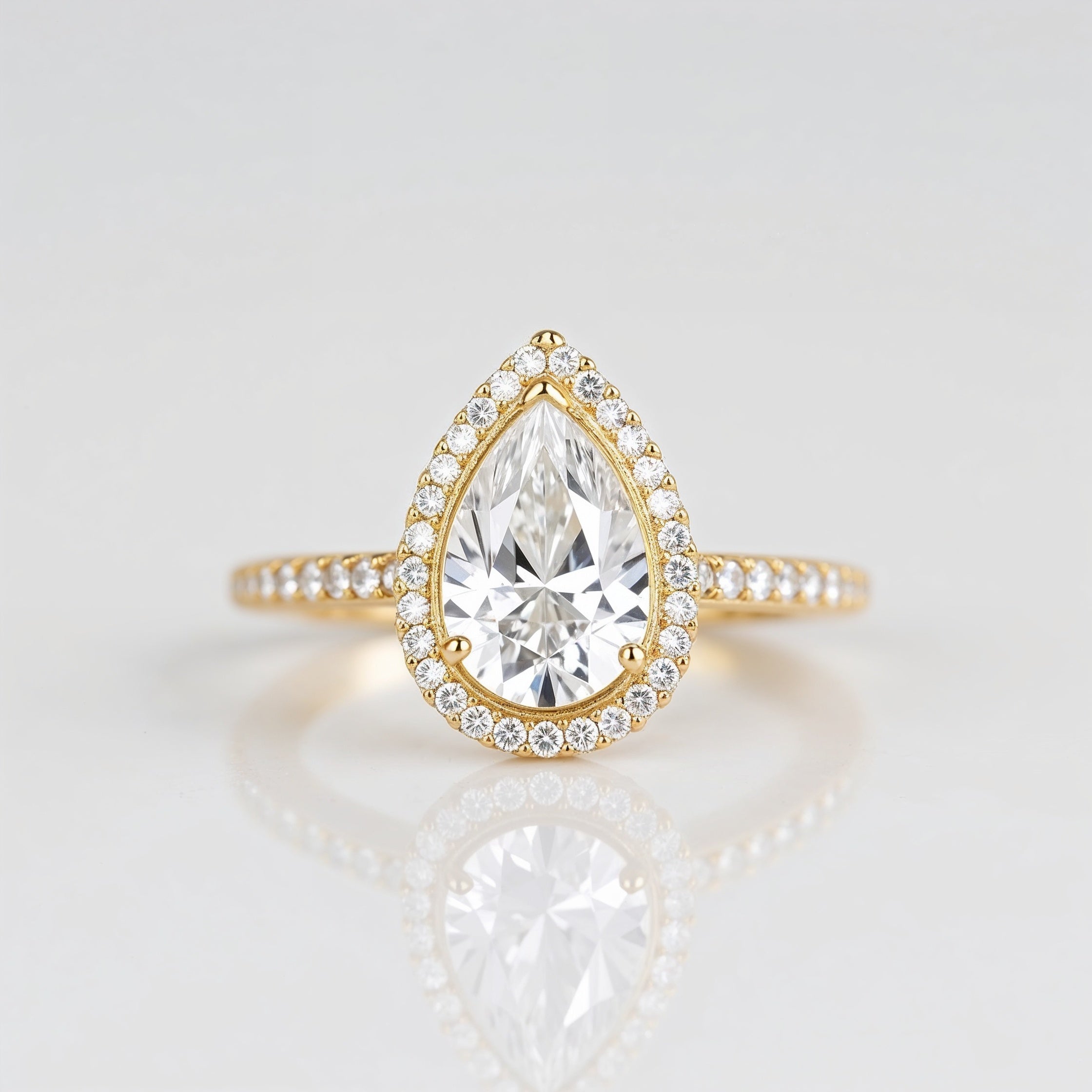 Divine Pear Shaped Halo Engagement Ring
