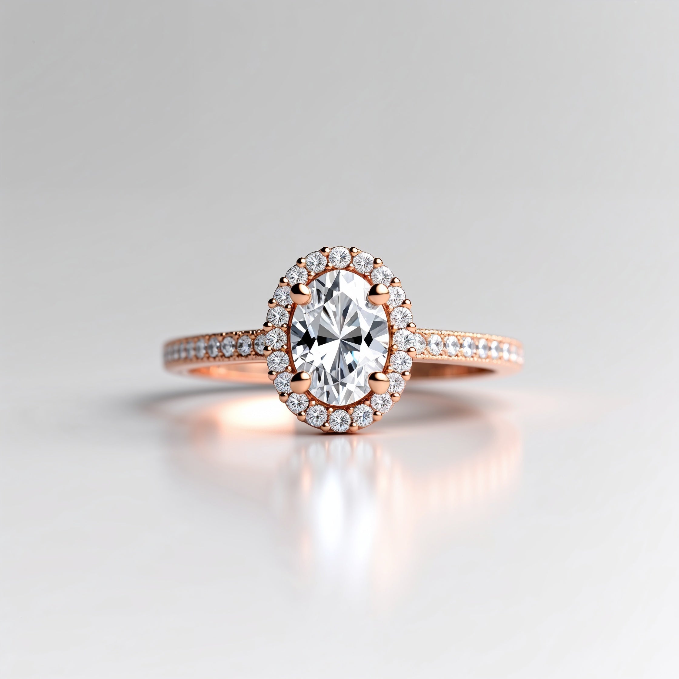 Divine Oval Cut Halo Engagement Ring