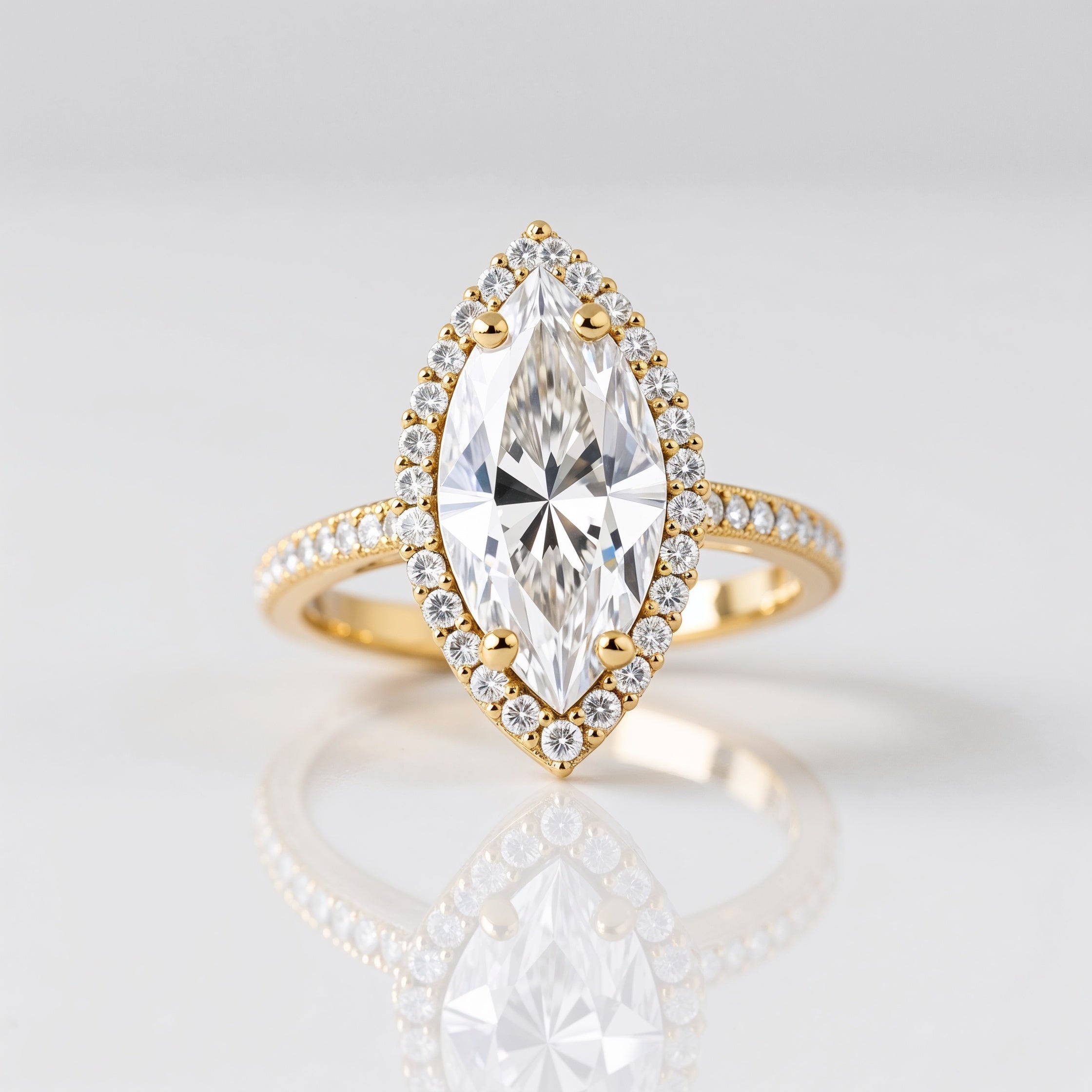Divine Marquise Cut Halo Engagement Ring