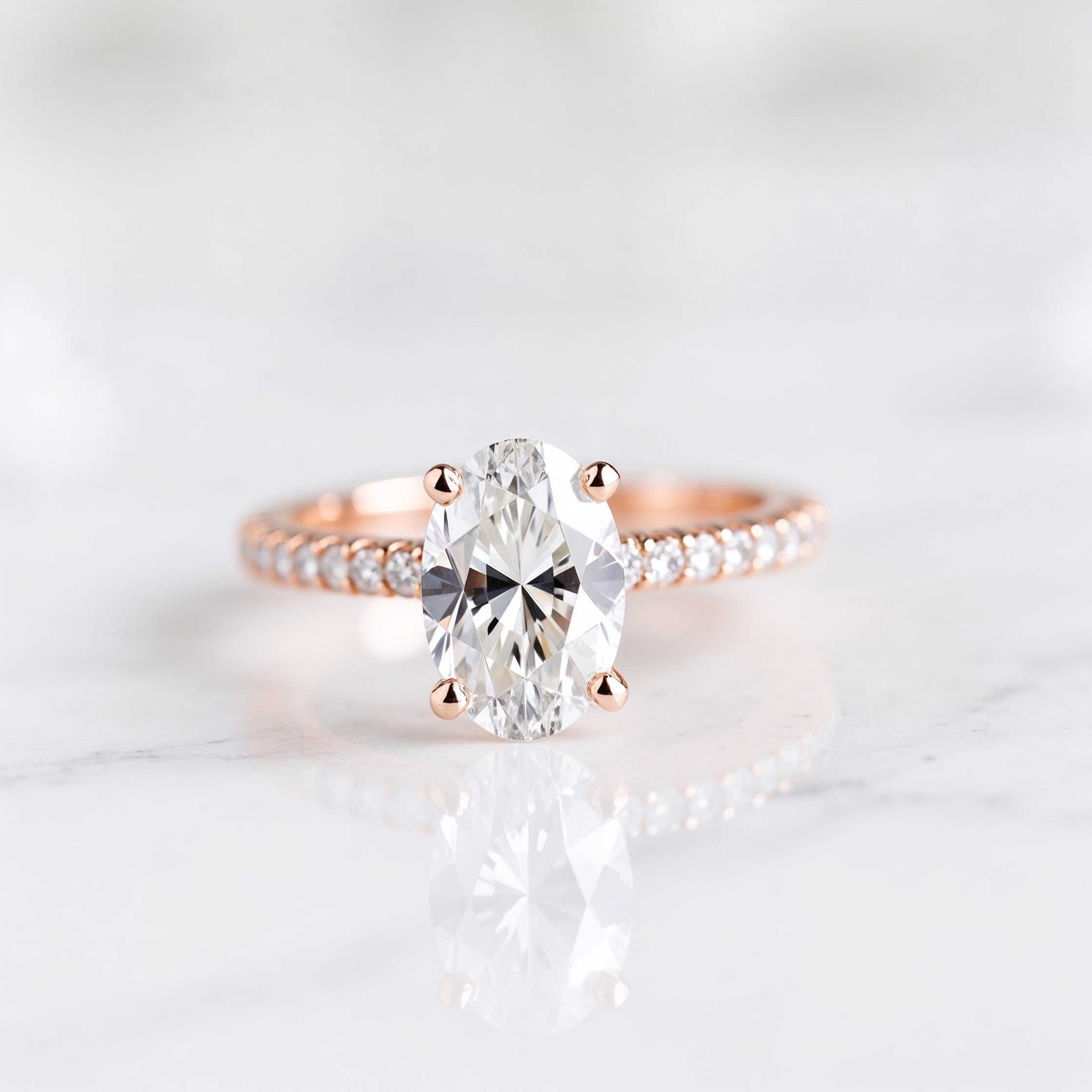 Elegant Oval Pavé Diamond Engagement Ring