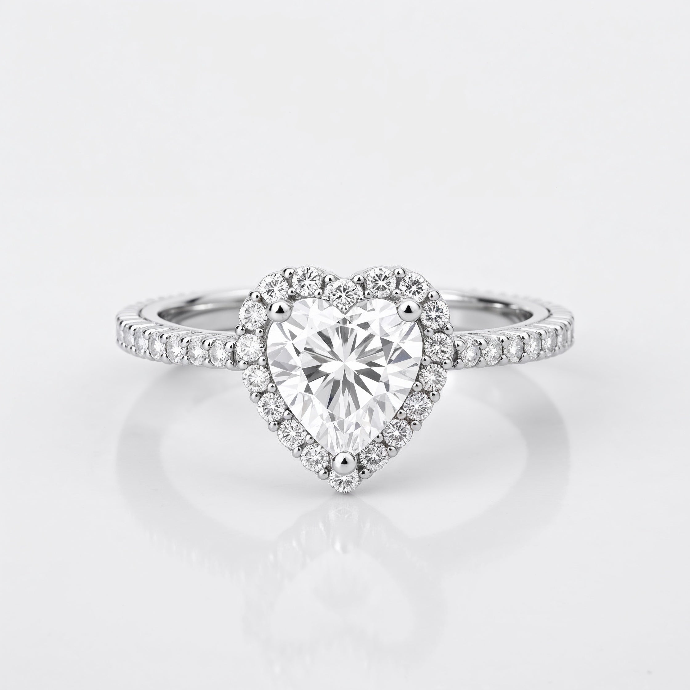 Divine Heart Shaped Halo Engagement Ring