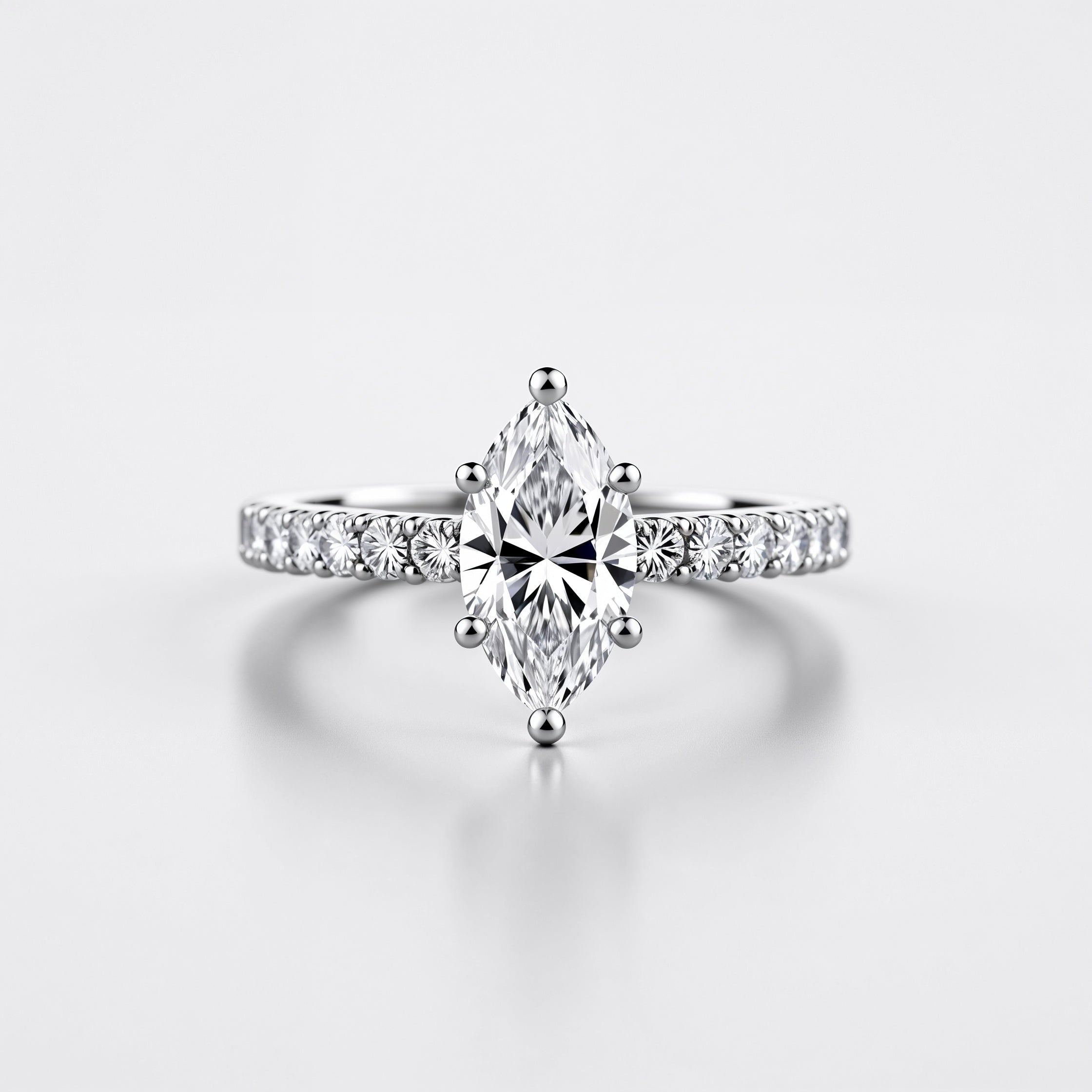 Elegant Marquise Cut Pavé Diamond Engagement Ring