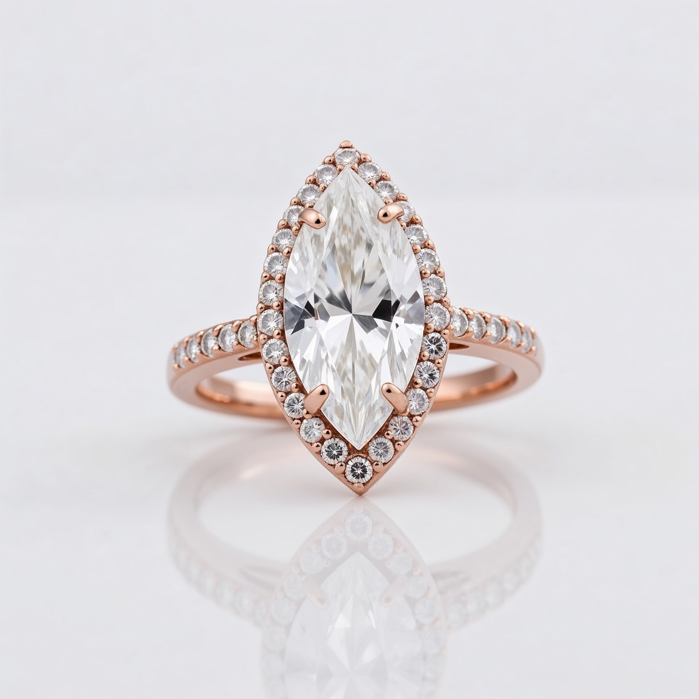 Divine Marquise Cut Halo Engagement Ring