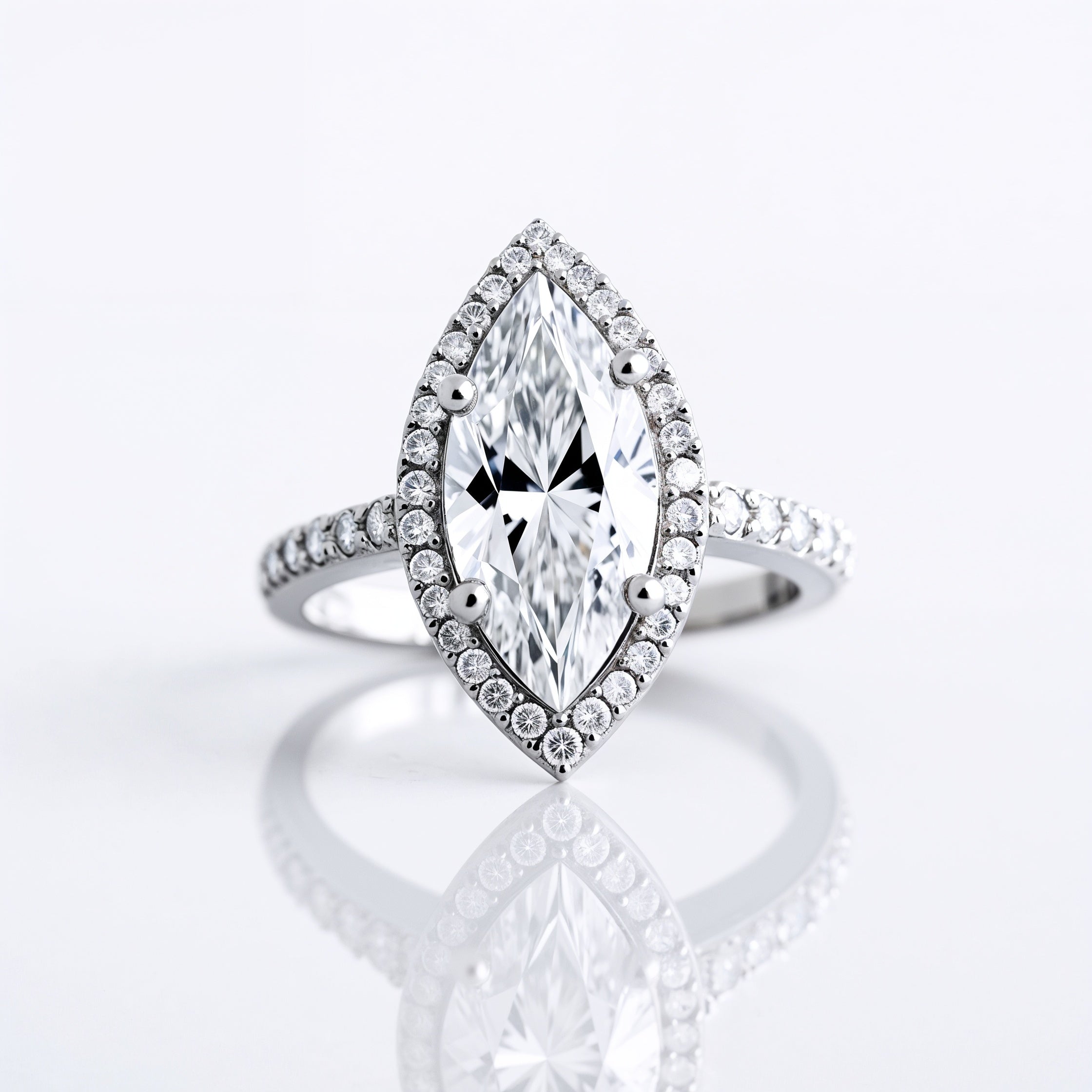Divine Marquise Cut Halo Engagement Ring