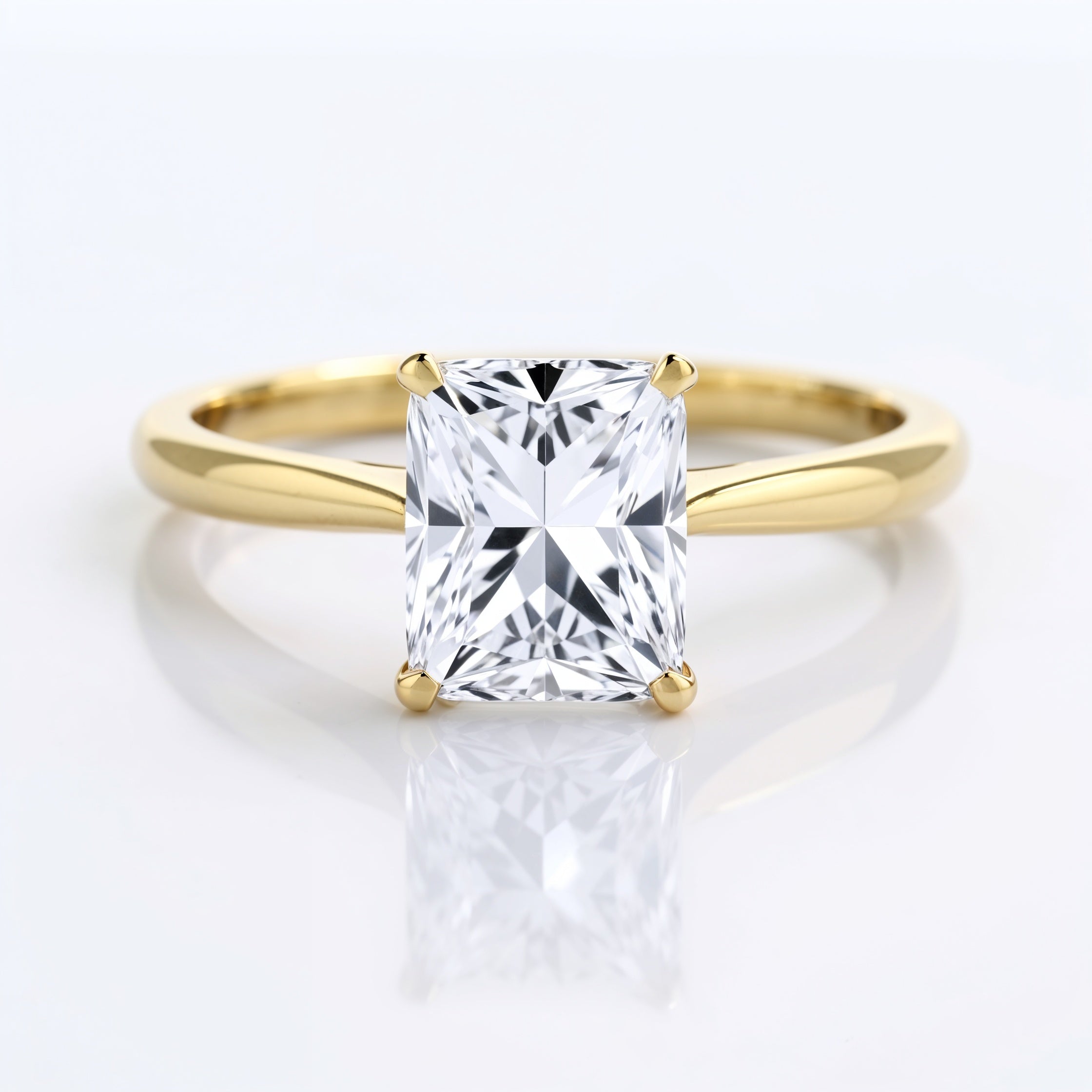 Classic Radiant Cut Solitaire Diamond Engagement Ring