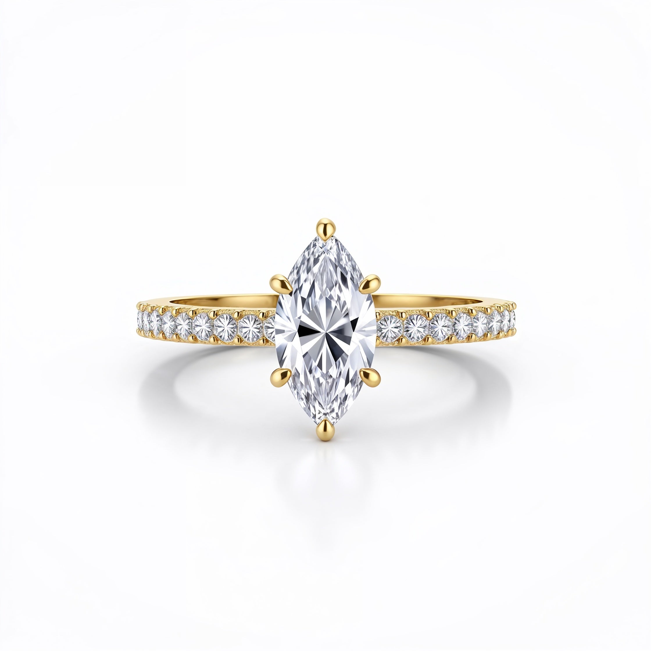 Elegant Marquise Cut Pavé Diamond Engagement Ring