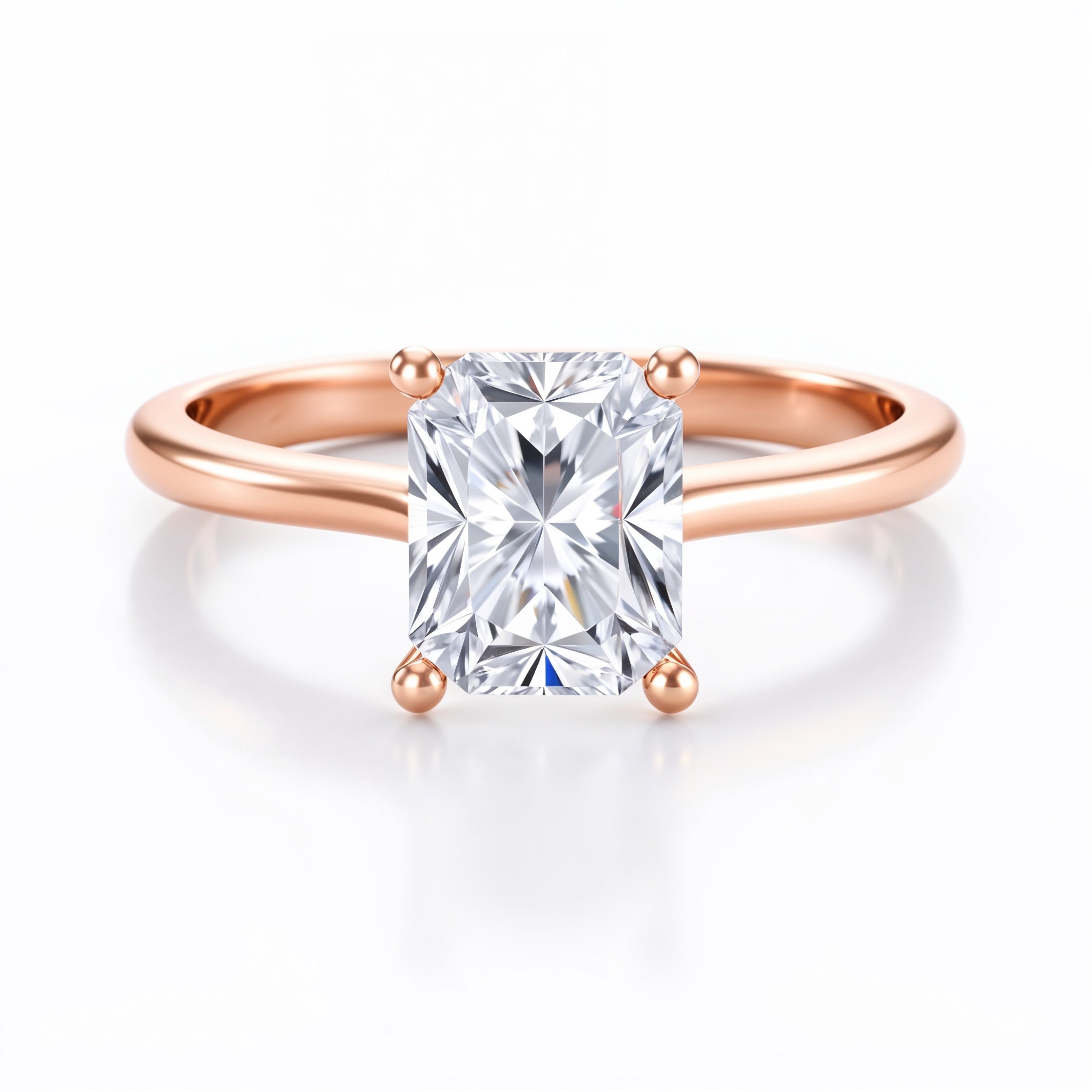 Classic Radiant Cut Solitaire Diamond Engagement Ring