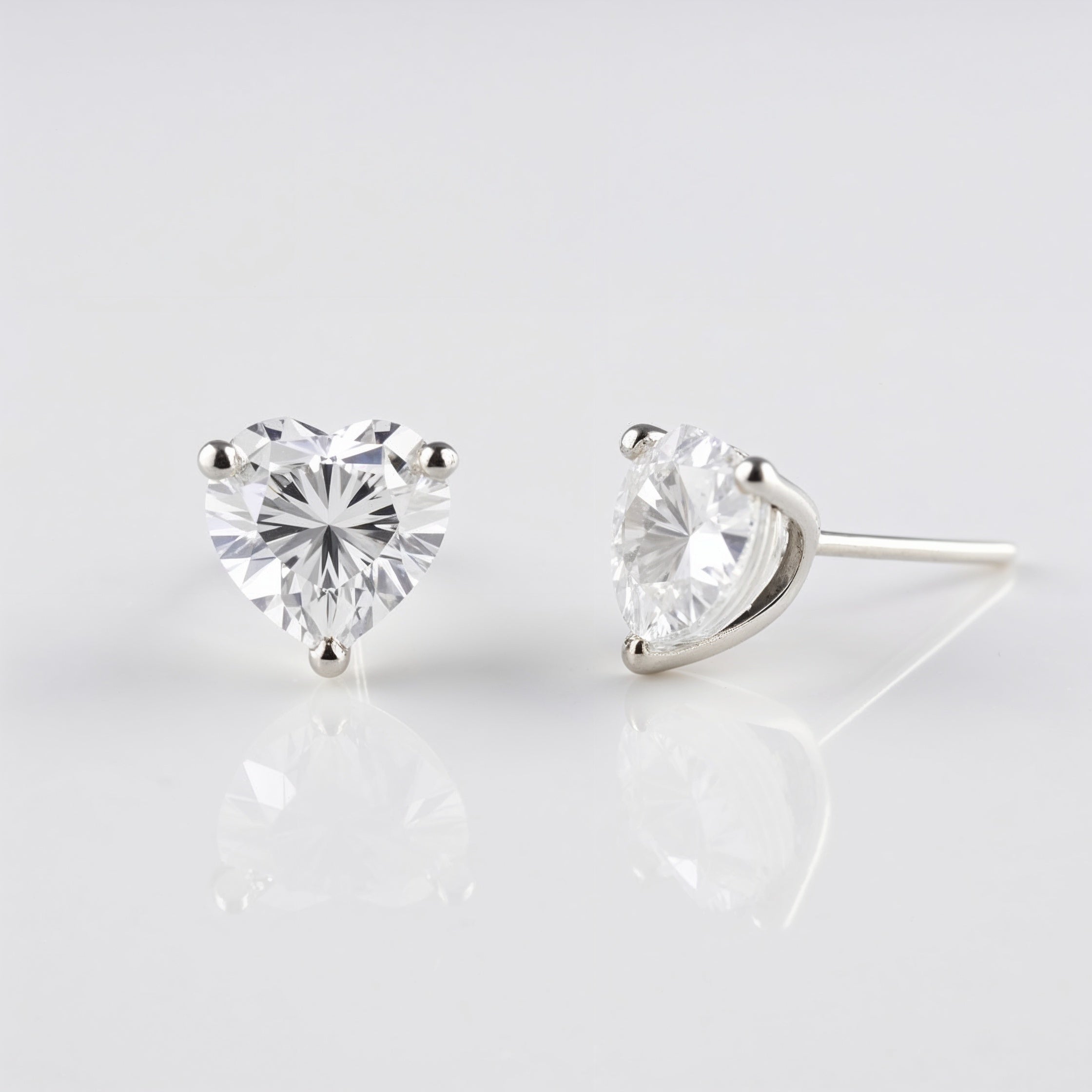 Twilight Heart Lab-Grown Diamond Stud Earrings