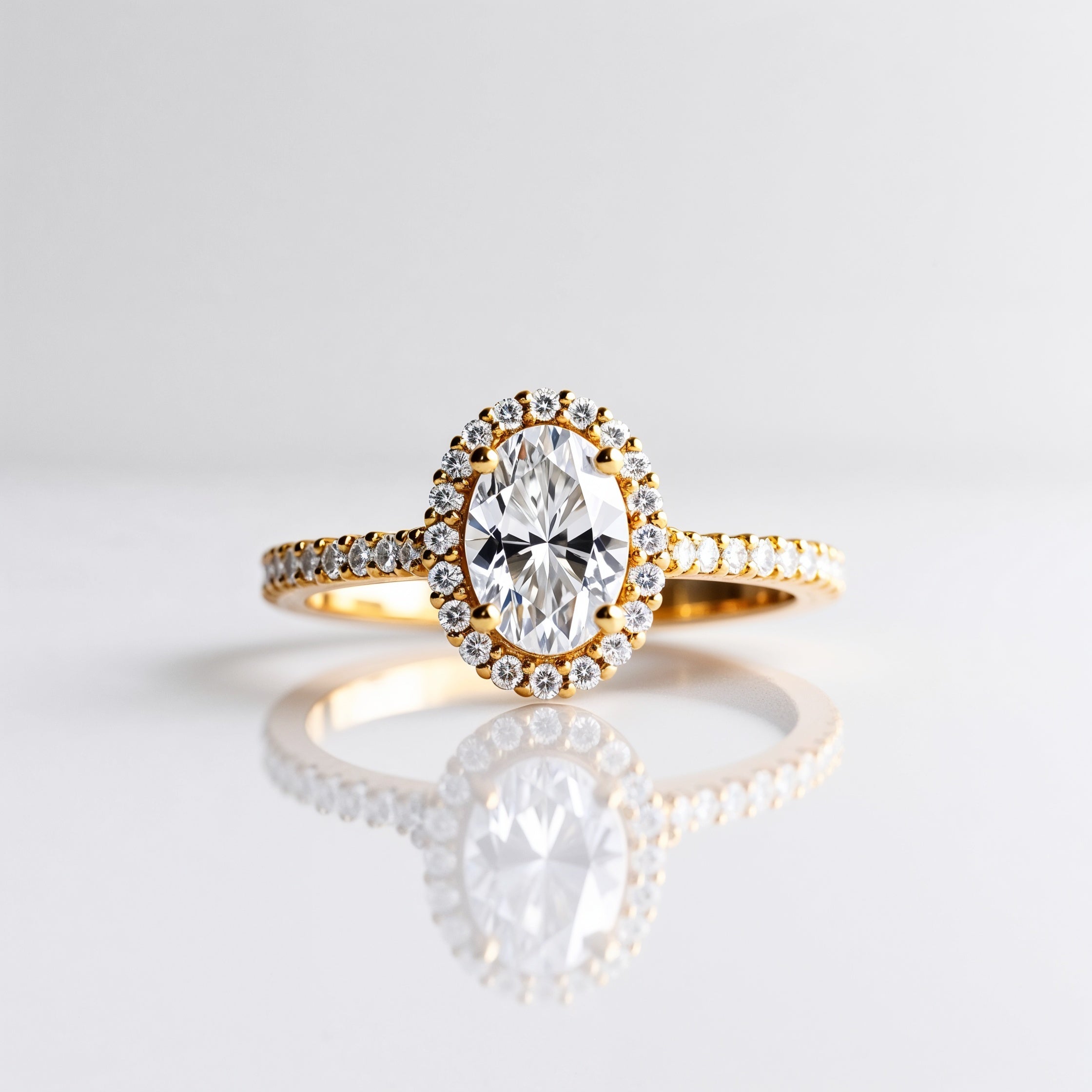 Divine Oval Cut Halo Engagement Ring