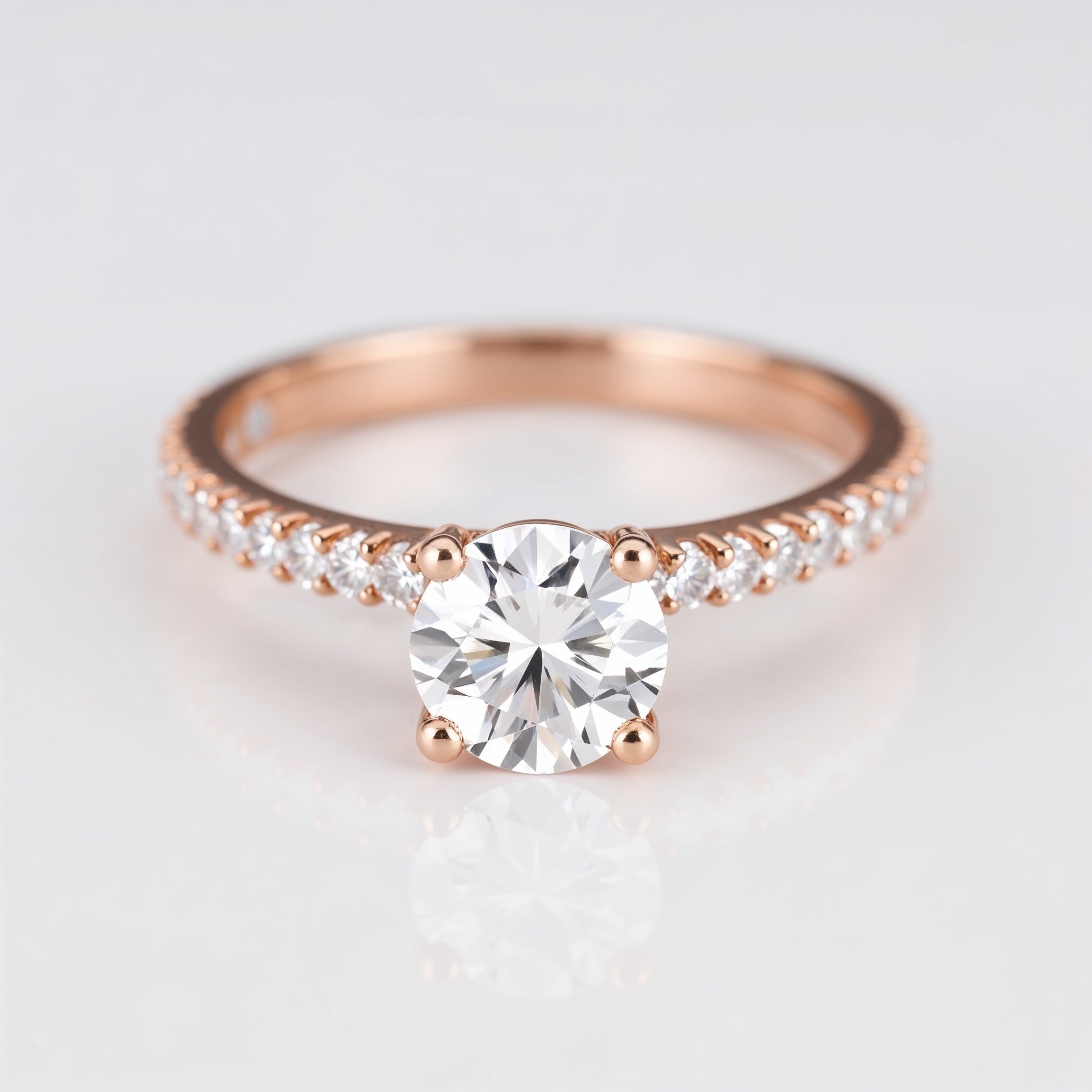 Elegant Round Brilliant Pavé Diamond Engagement Ring