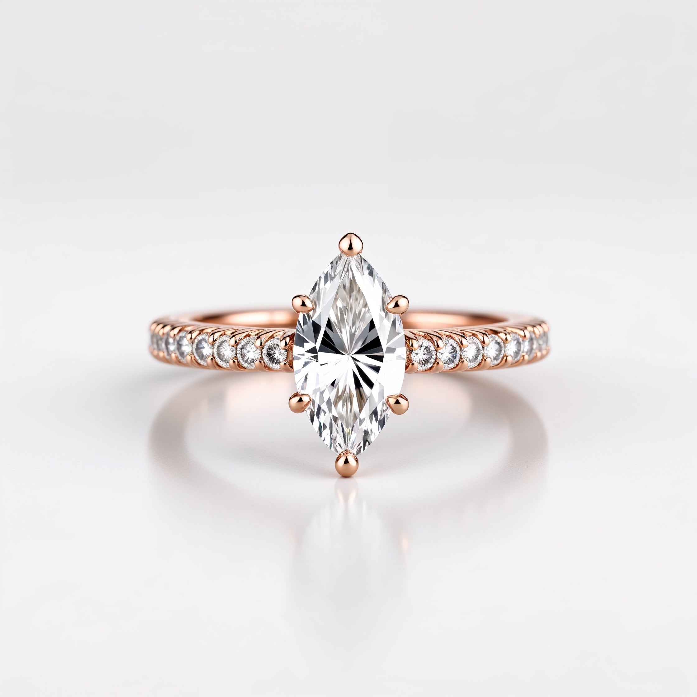 Elegant Marquise Cut Pavé Diamond Engagement Ring