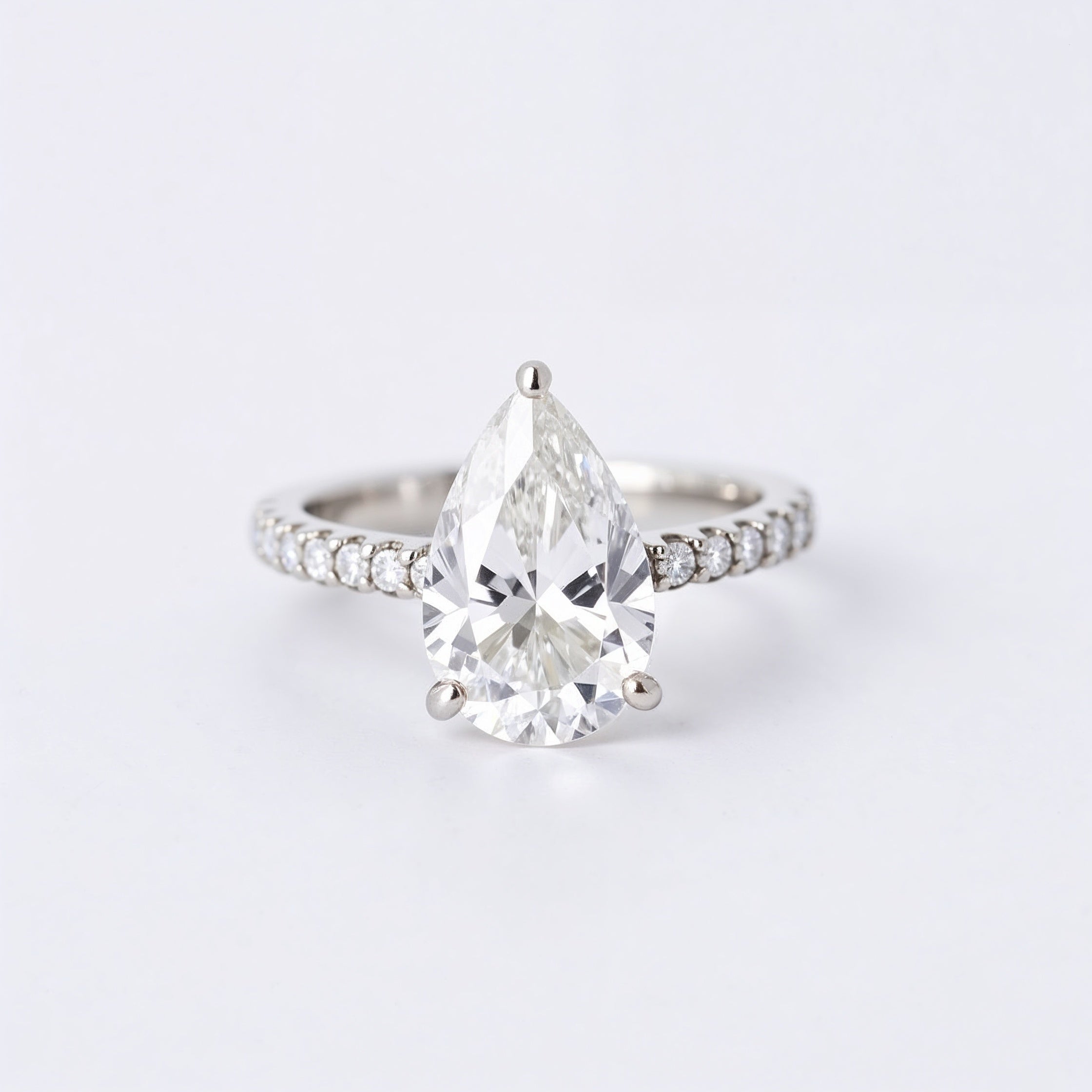 Elegant Pear Pavé Diamond Engagement Ring