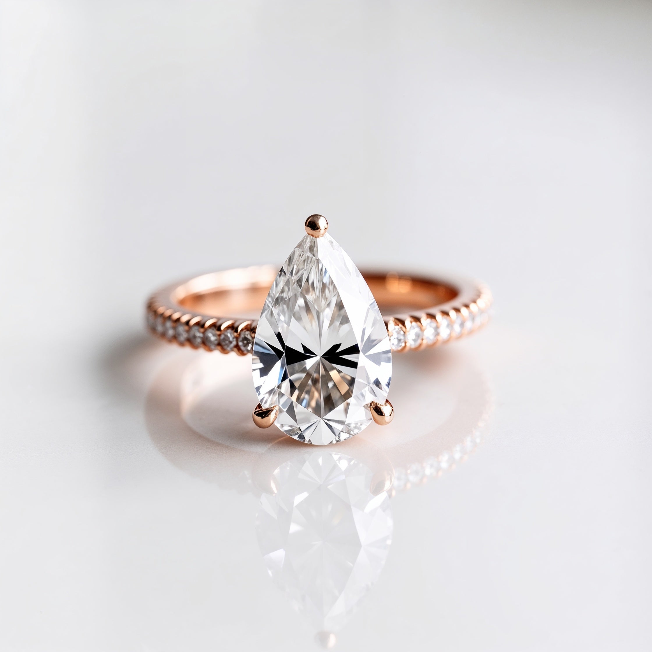 Elegant Pear Pavé Diamond Engagement Ring