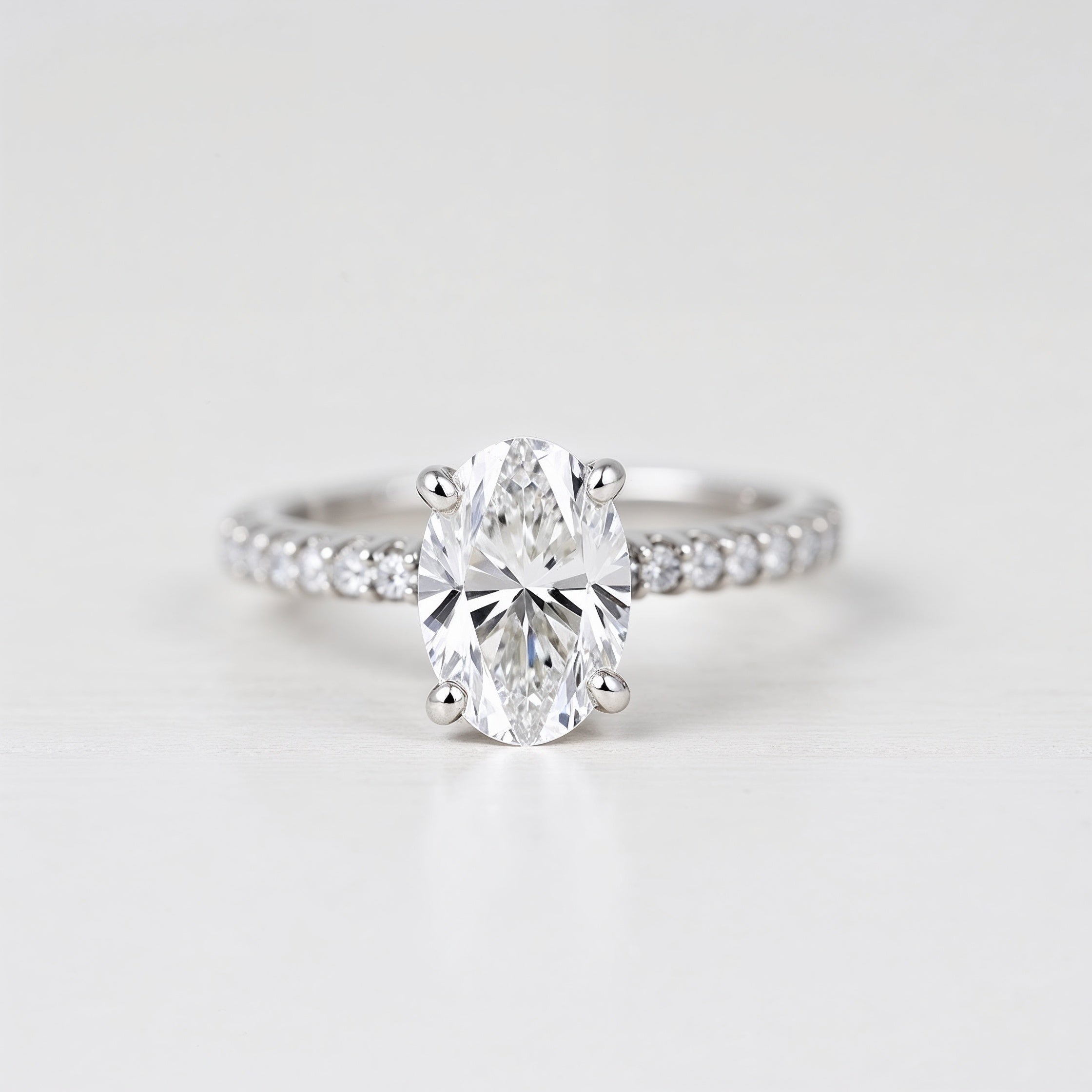 Elegant Oval Pavé Diamond Engagement Ring