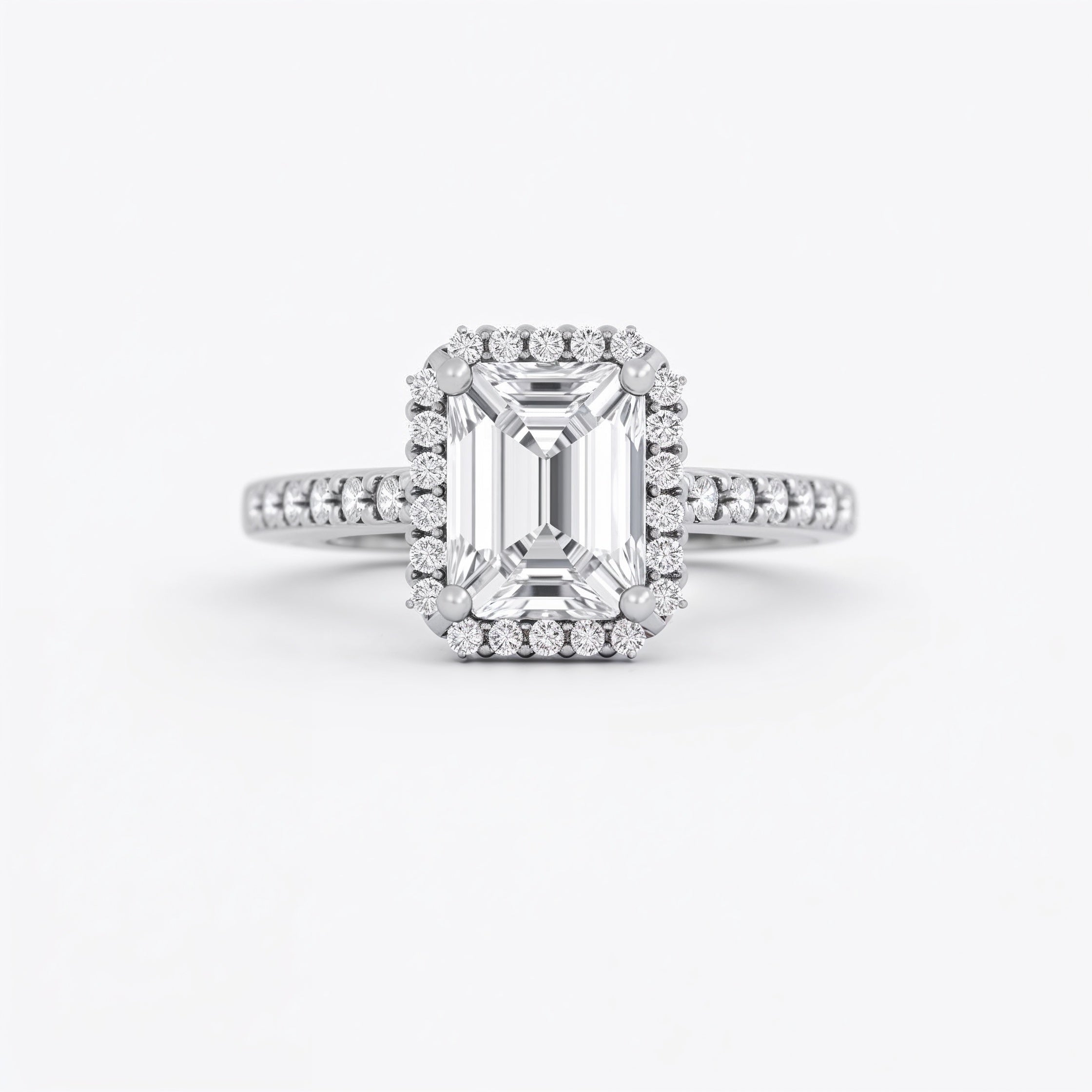 Divine Emerald Cut Halo Engagement Ring