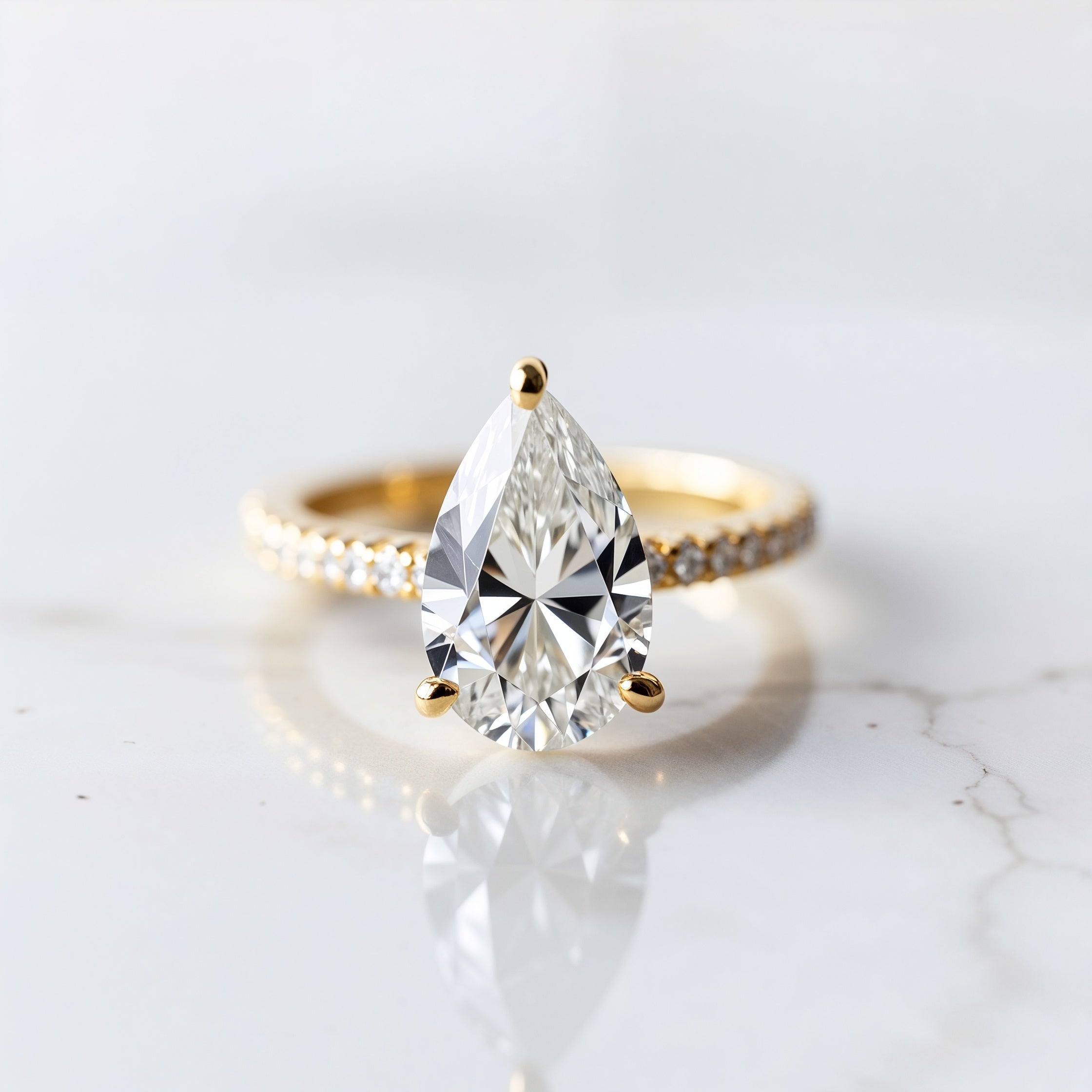 Elegant Pear Pavé Diamond Engagement Ring